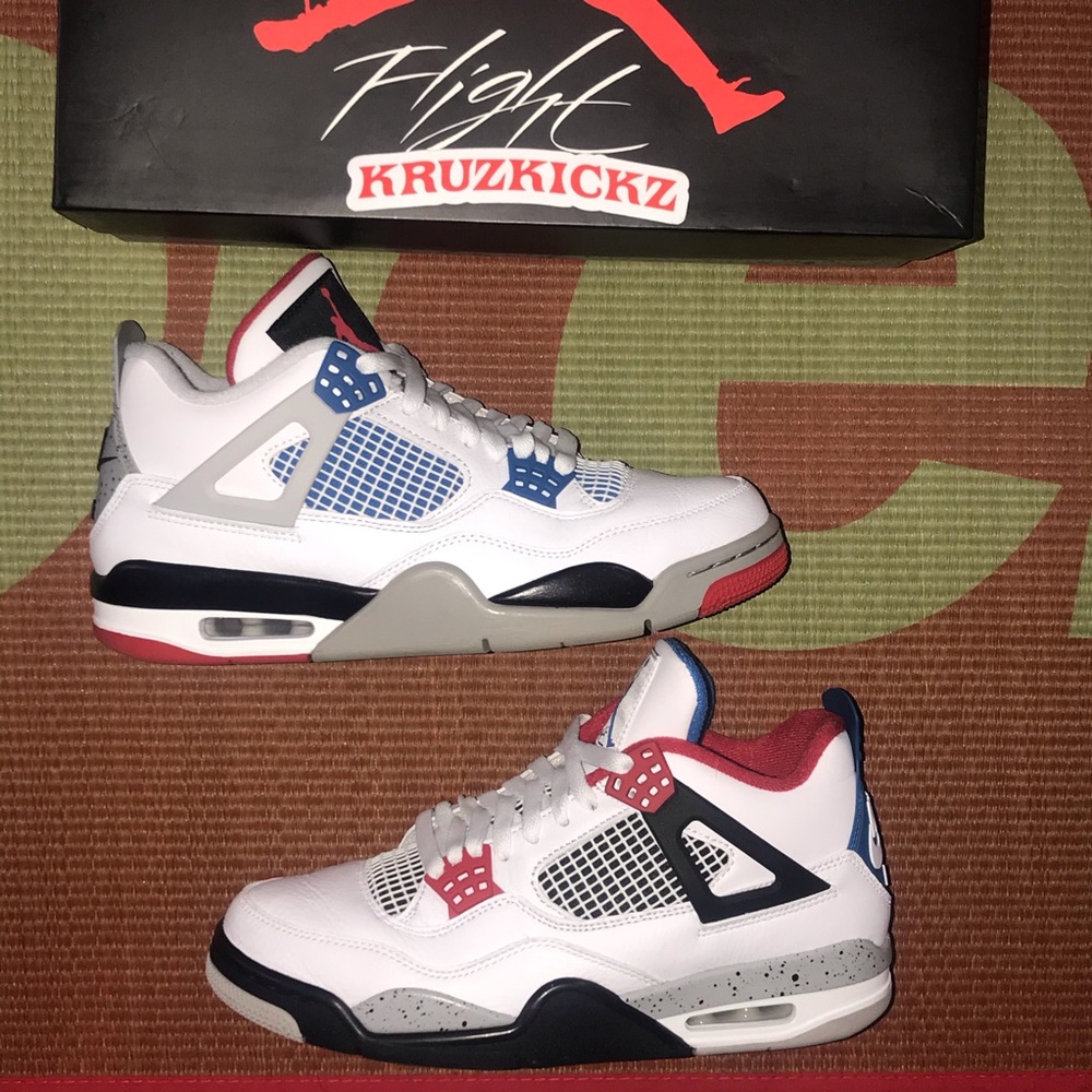 Jordan 4 “ What The 4s " Size 8.5 White Blue Red